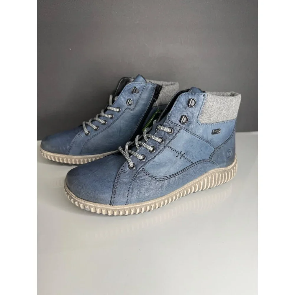 Remonte R8276-14 Liv 76 Baltic Royal Grey Leather High Top Sneaker 41 US 9.5 - Picture 5 of 8